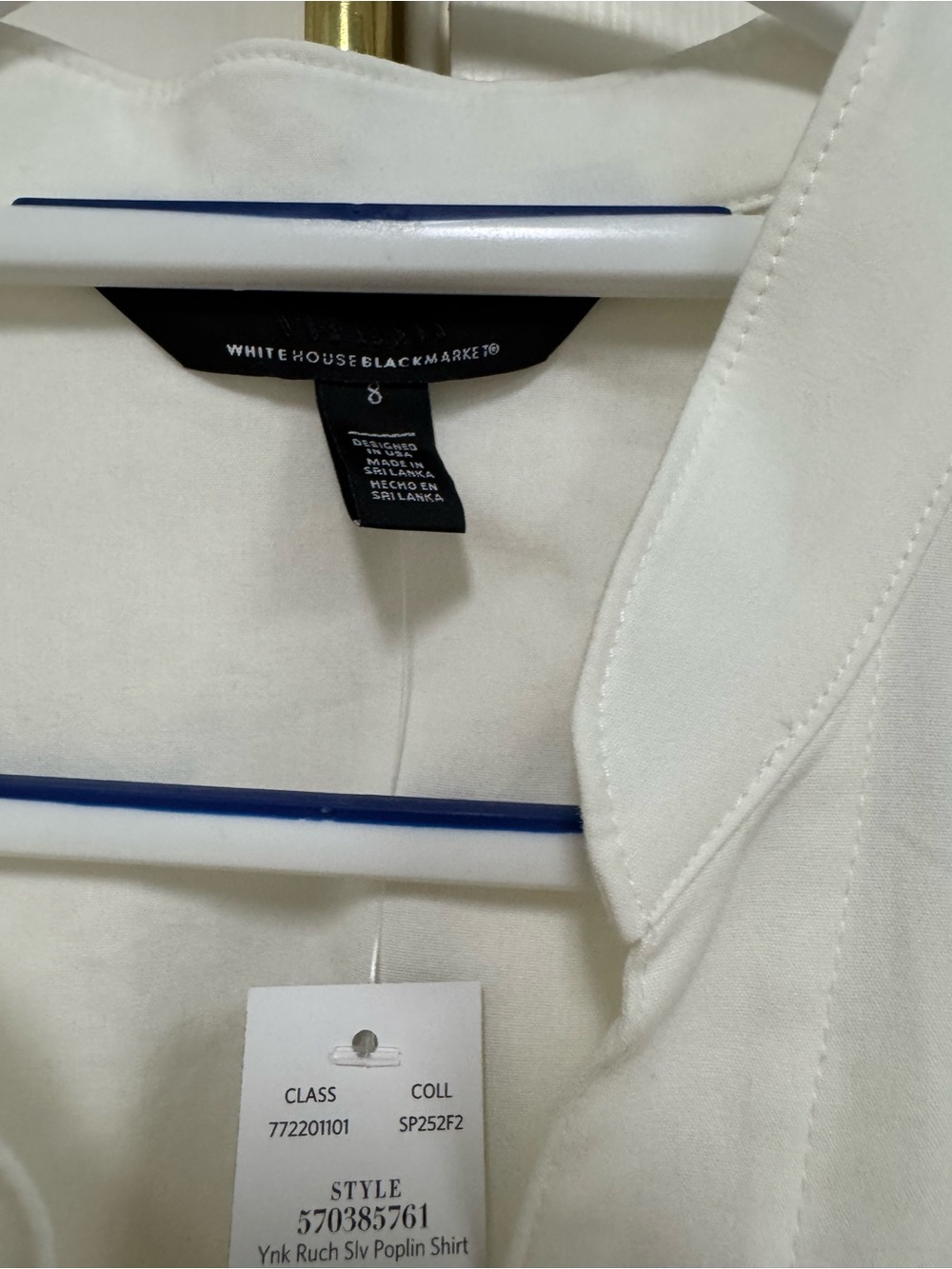 WHBM White Puff Sleeve Poplin Blouse size 8. NWT - Picture 3 of 4